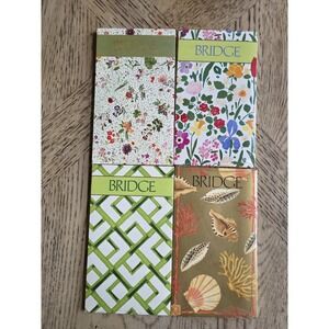 Caspari Bridge Tally Score Card Pads Floral Flowers Lot Of 4 New NOS Vintage
